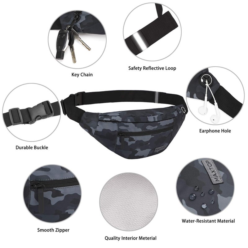 Maxtop Small Crossbody Belt Bags Shoulder Fanny Pack with 4-Zipper Pockets Gifts for Enjoy Sports Festival Workout Traveling Running Casual Hands-Free Wallets Waist Pack Crossbody Bag Carrying All Phones - Image 4